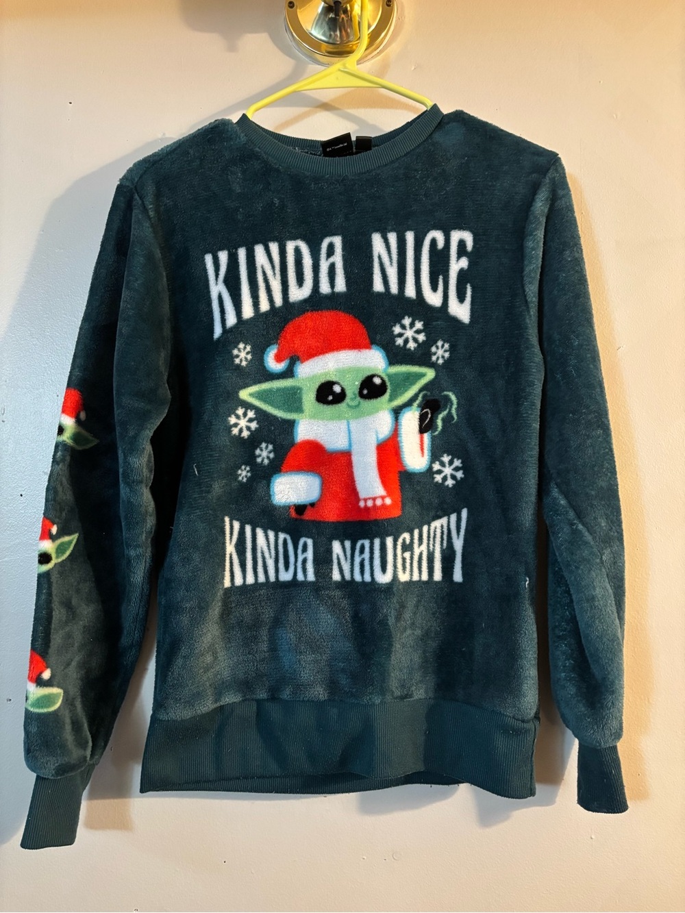 Women’s Plush Holiday Sweatshirt - Green "Kinda Nice Kinda Naughty"